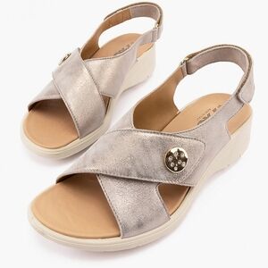 Salamander Patented Quality Womens European Beige Leather Sandals Size 37